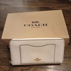 Coach white long wallet